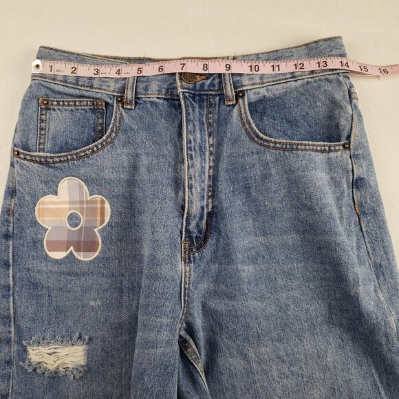 BDG Wide Leg Skater Jean Womens 27 Blue Urban Outfitters Baggy Daisy Distressed - Picture 14 of 15